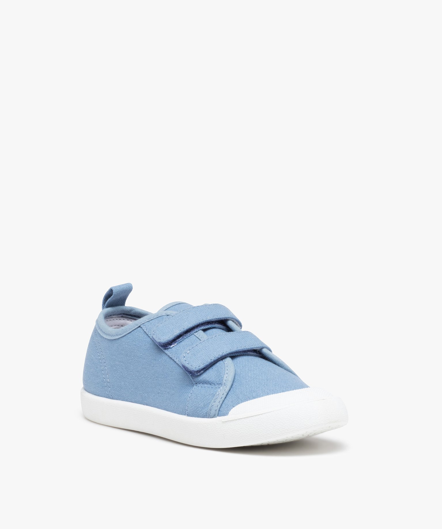 Baskets Garçon en toile unie à bout renforcé et scratchs bleu | GEMO