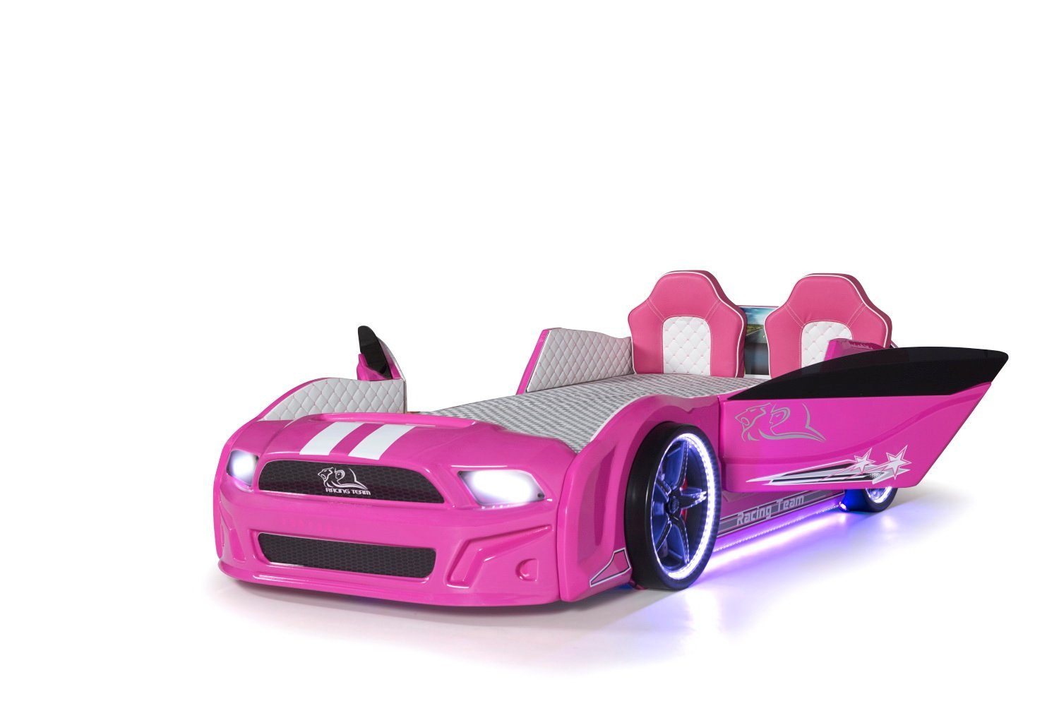 Möbel-Lux Kinderbett Must Rider, Kinderbett Must Rider in Pink mit Sitzen