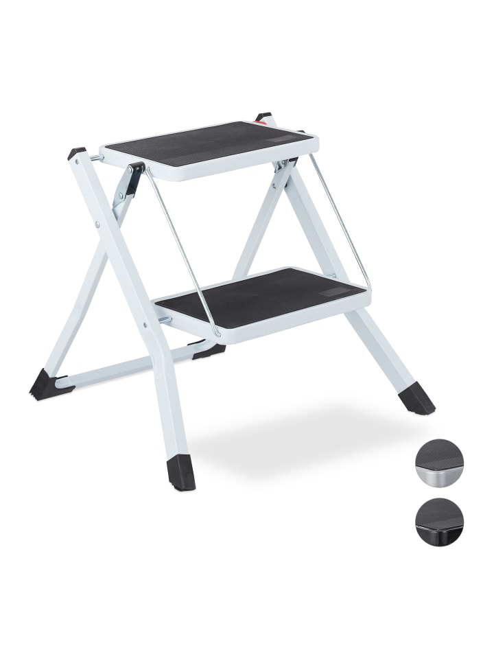 relaxdays Trittleiter in Weiß - (B)50 x (H)45 x (T)50 cm günstig kaufen onesize