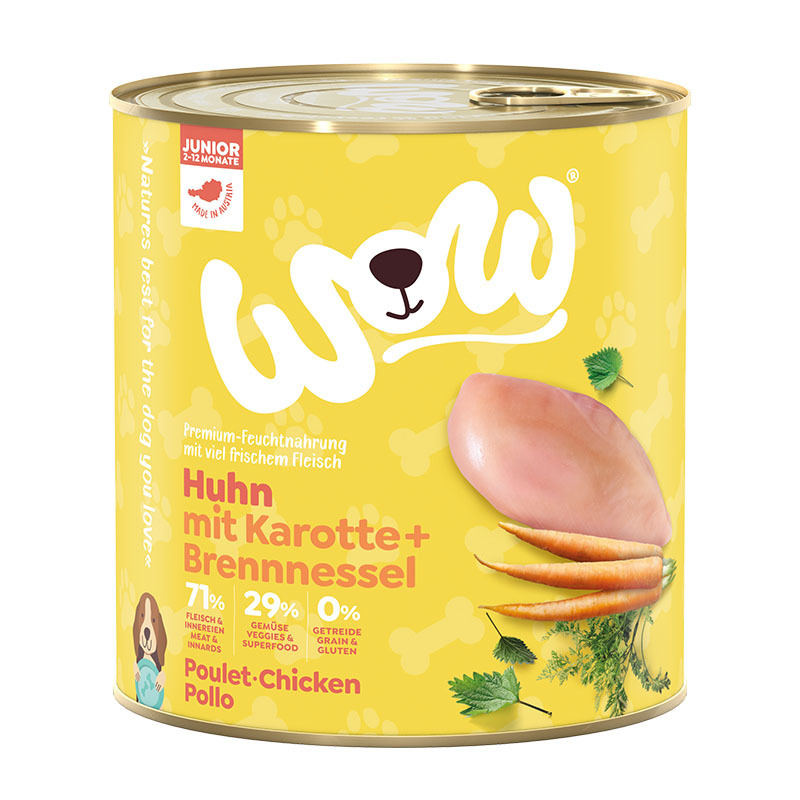 WOW Hundenassfutter WOW Junior 6x800g Huhn mit Karotte