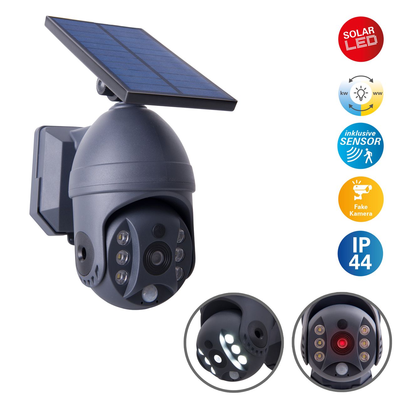 Näve Leuchten LED Solar Security-Kamera- Attrappe 