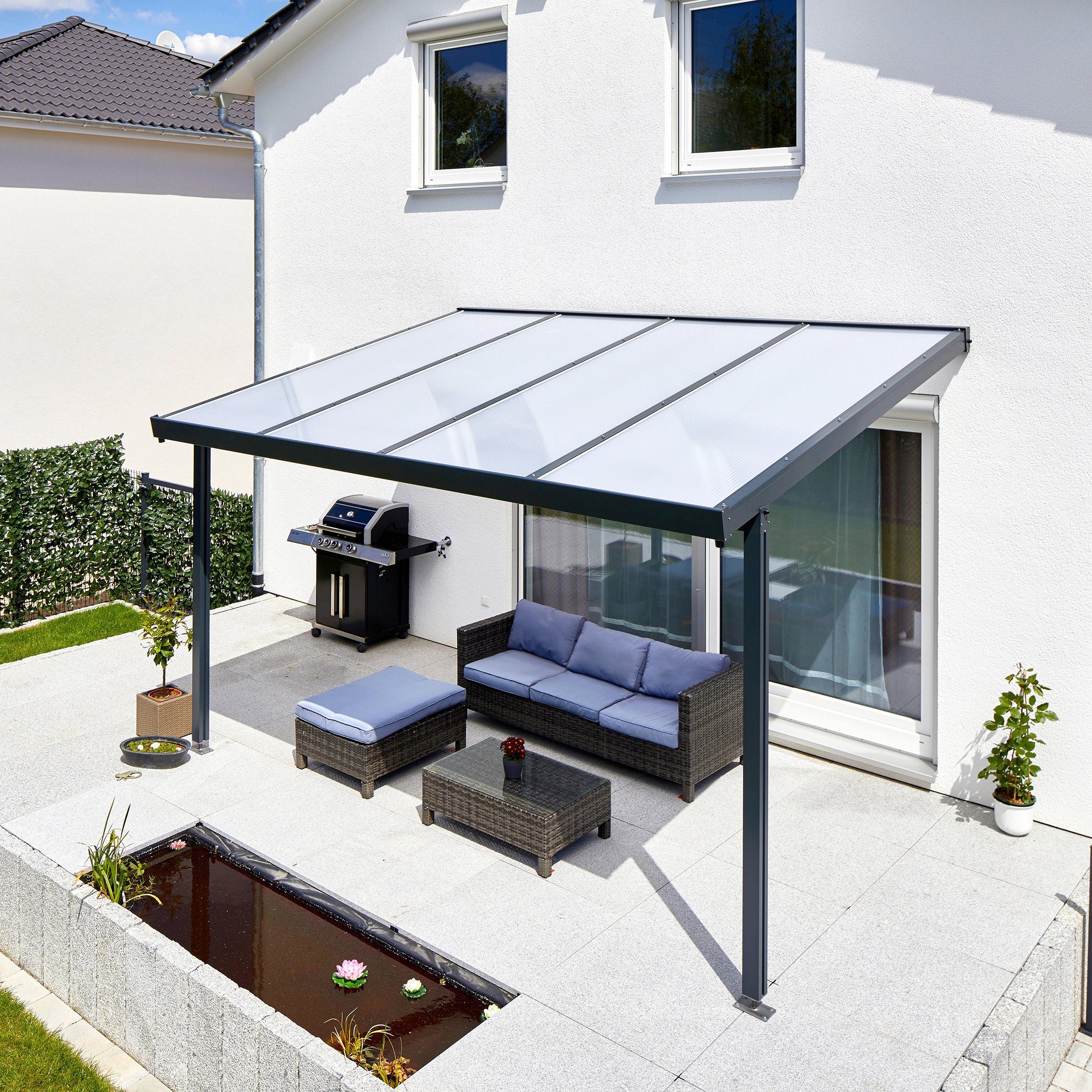 GUTTA Terrassendach Premium, BxT: 410,2x306 cm, Bedachung Doppelstegplatten, BxT: 410x306 cm, Dach Polycarbonat Opal