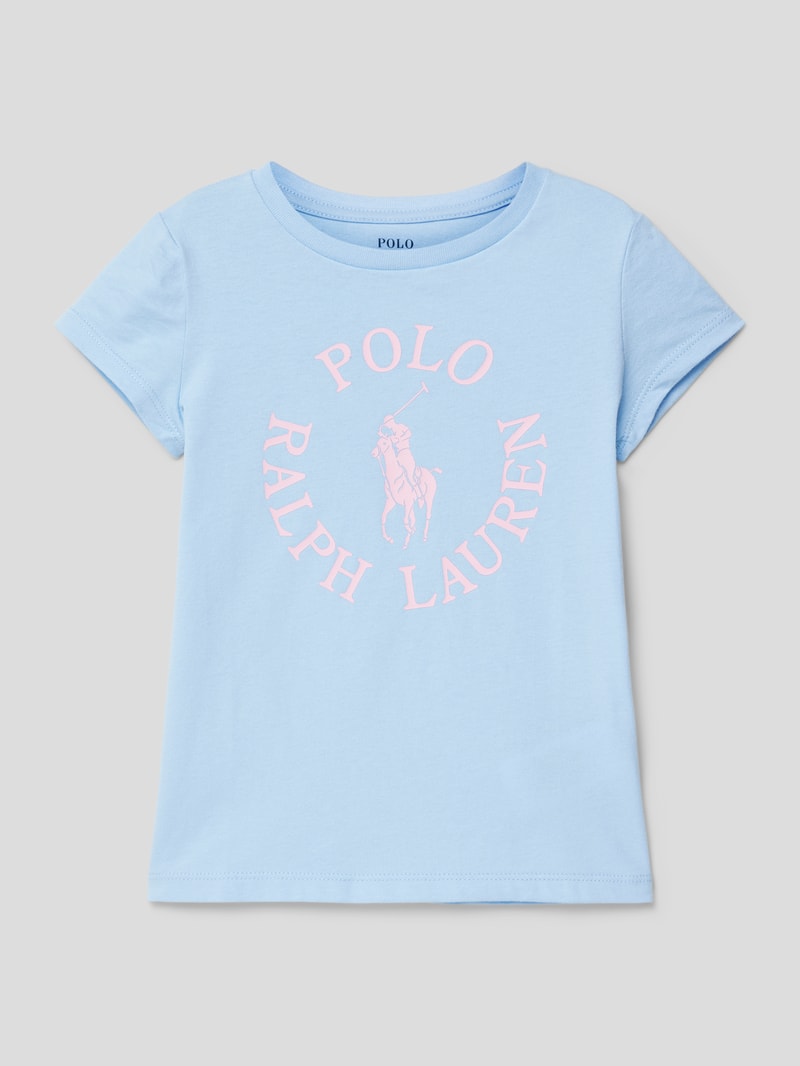 T-Shirt mit Label-Print in bleu