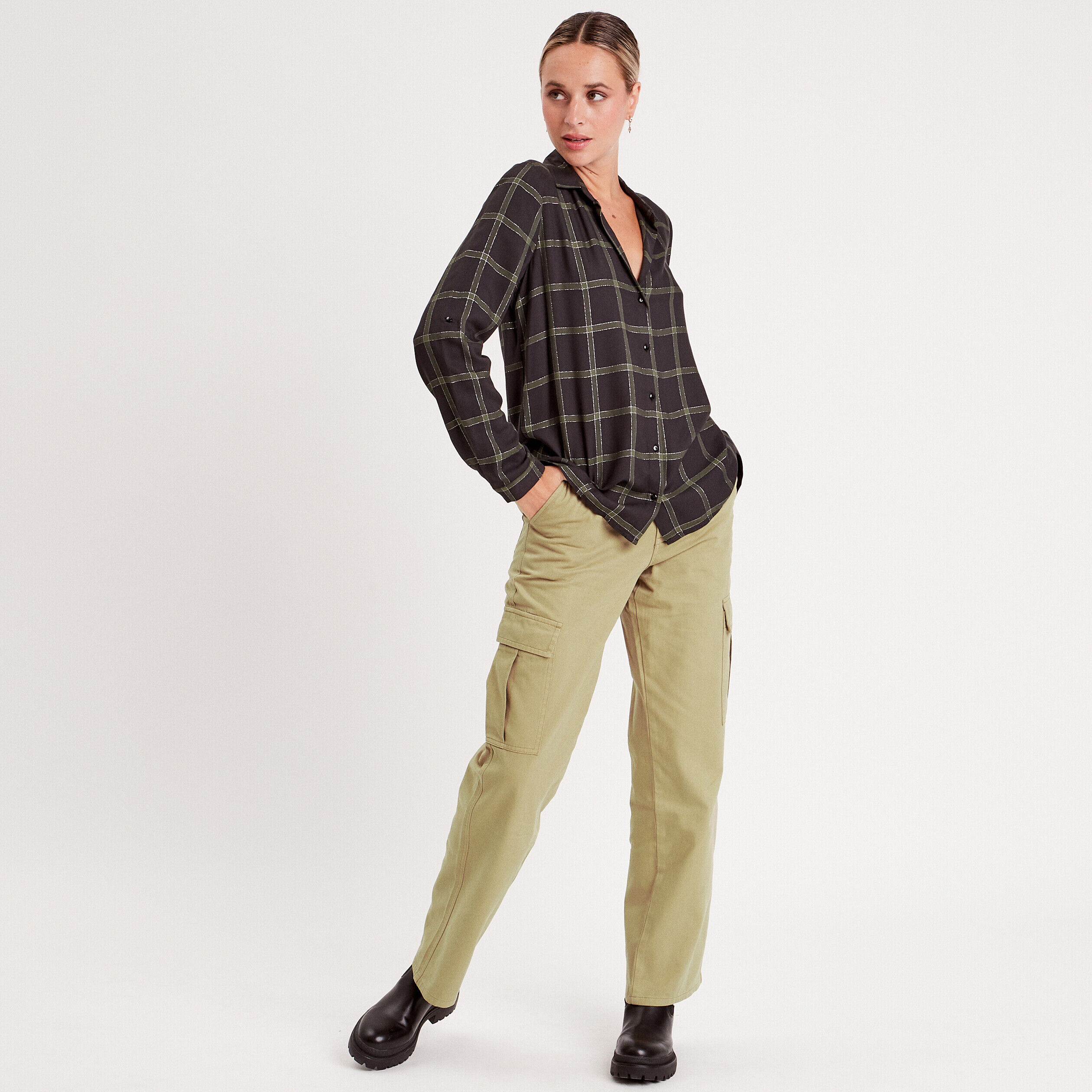 Chemise manches longues noir femme | Cache Cache