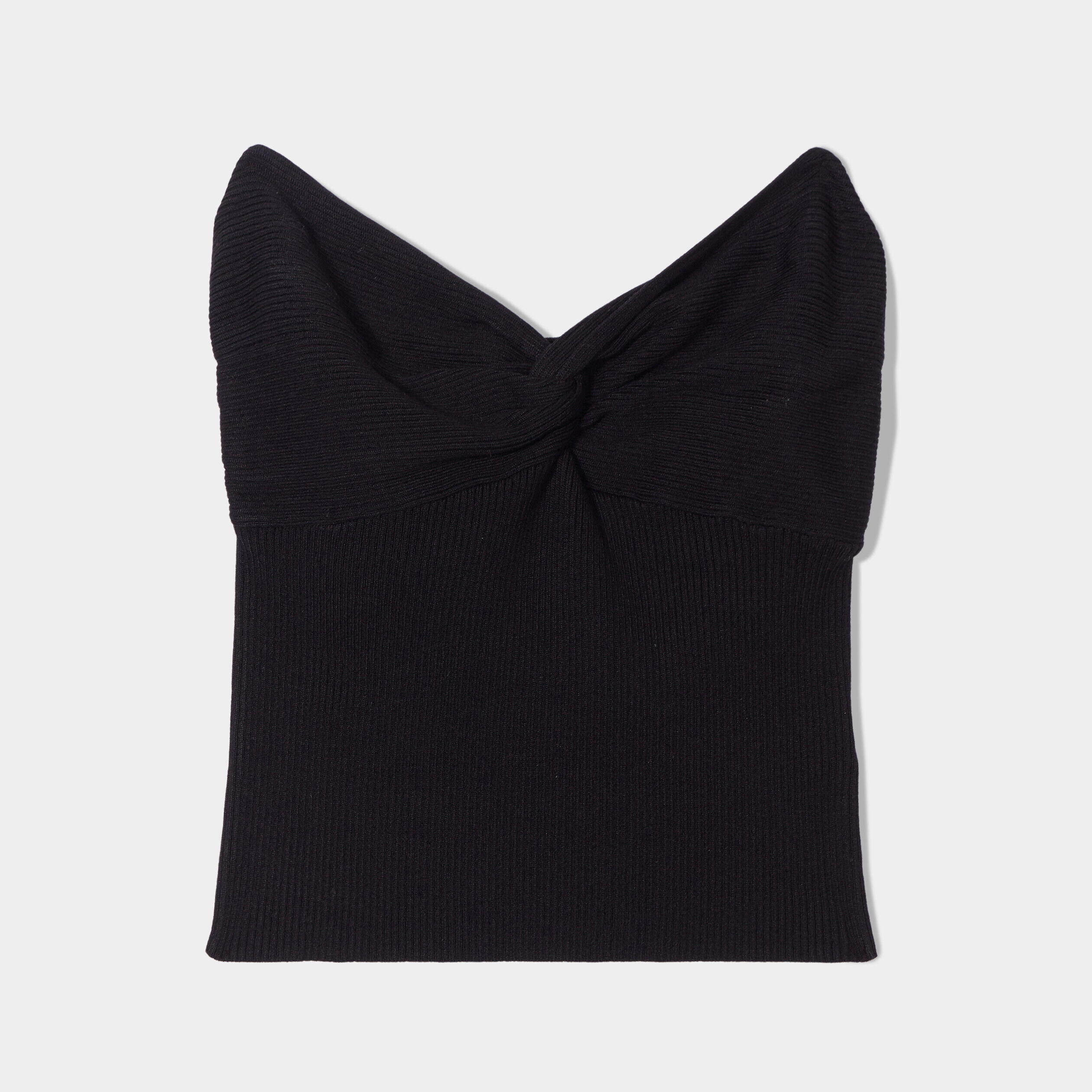 Crop top pull col bustier noir femme | Cache Cache