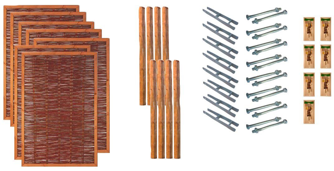 Tetzner & Jentzsch Weidenzaun Fresno 5, (Set), 7 Elemente, LxH: 912x180 cm