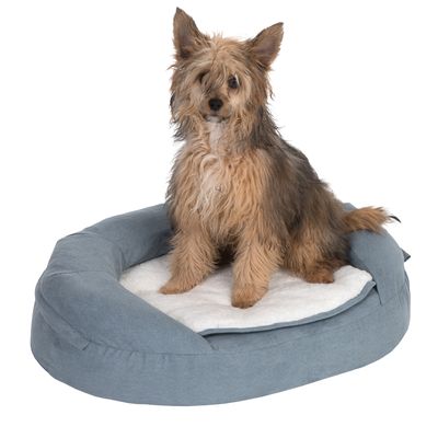 Hundebett Memory oval, grau-blau