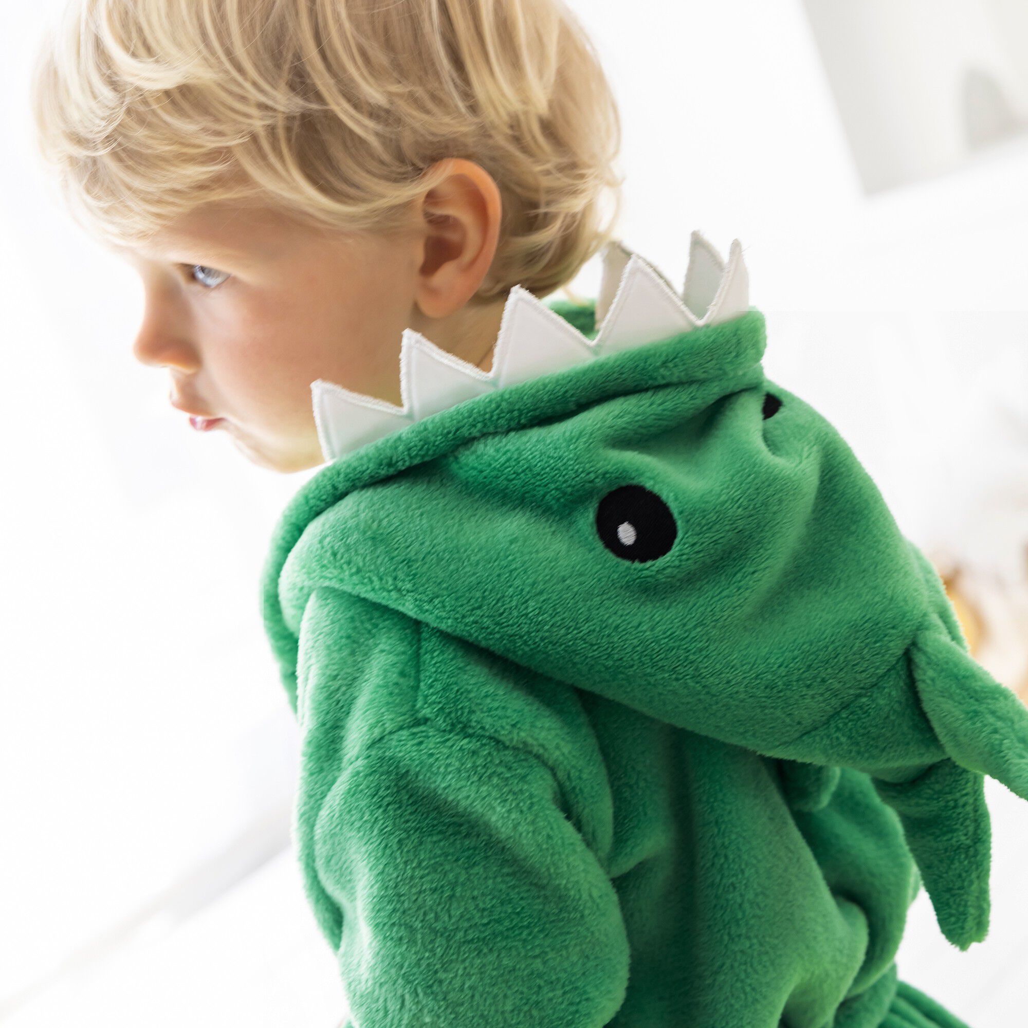 Peignoir de bain enfant dinosaure à capuche microfibre toute douce