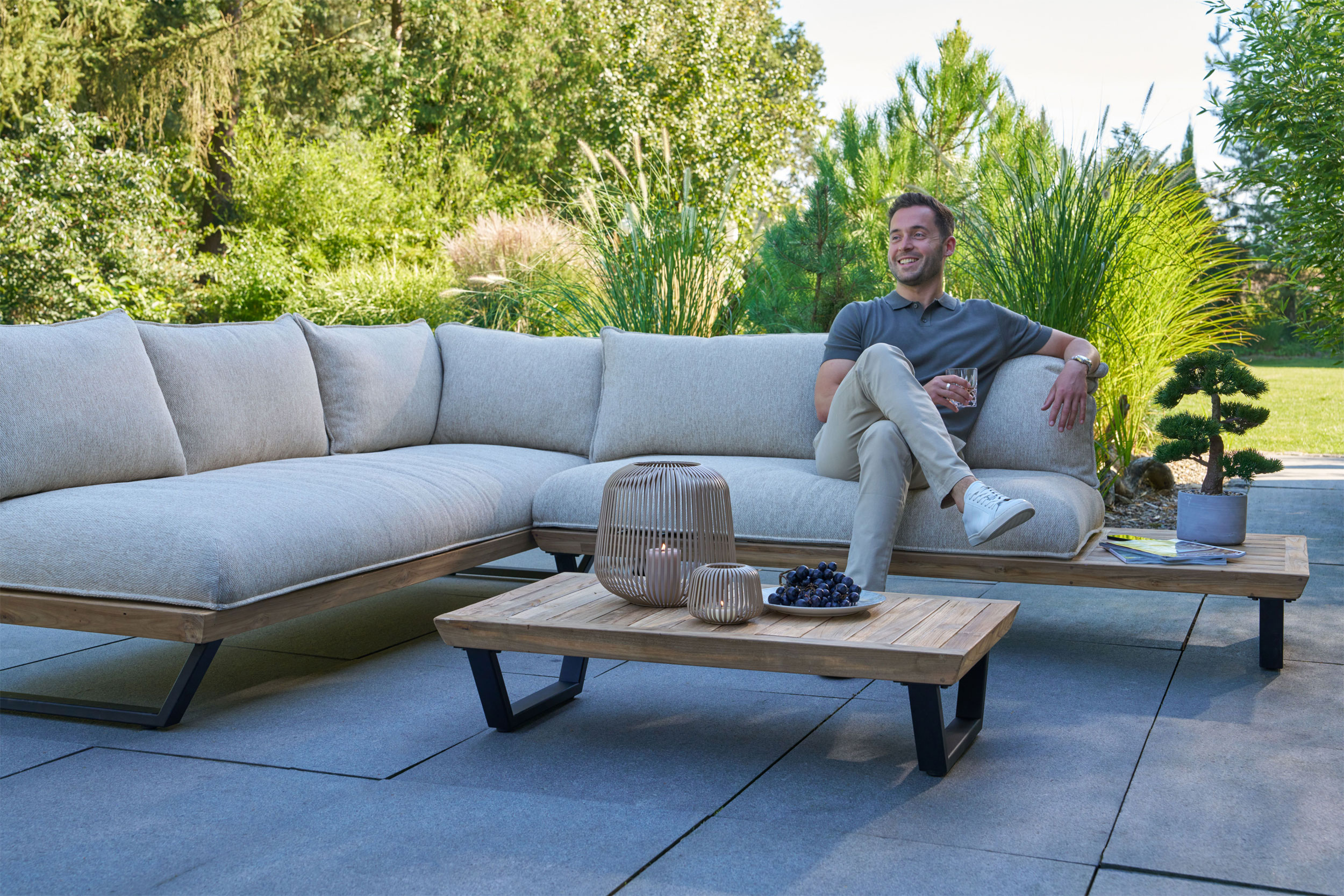 OUTDOORGartensofaset Teak 3 tlg.