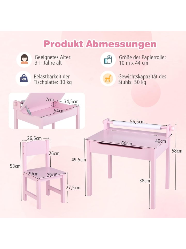 COSTWAY Schreibtisch Set ab 3 Jahren in Rosa günstig kaufen onesize