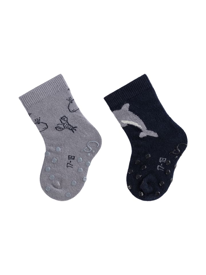 Sterntaler ABS Krabbelsocken 2er-Pack Wal in blaugrau günstig kaufen