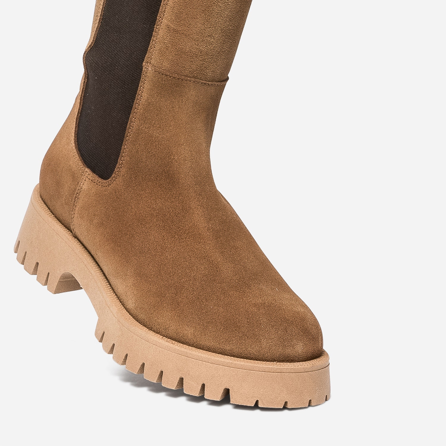 Botte camel TEXTO cuir velours semelle crantée