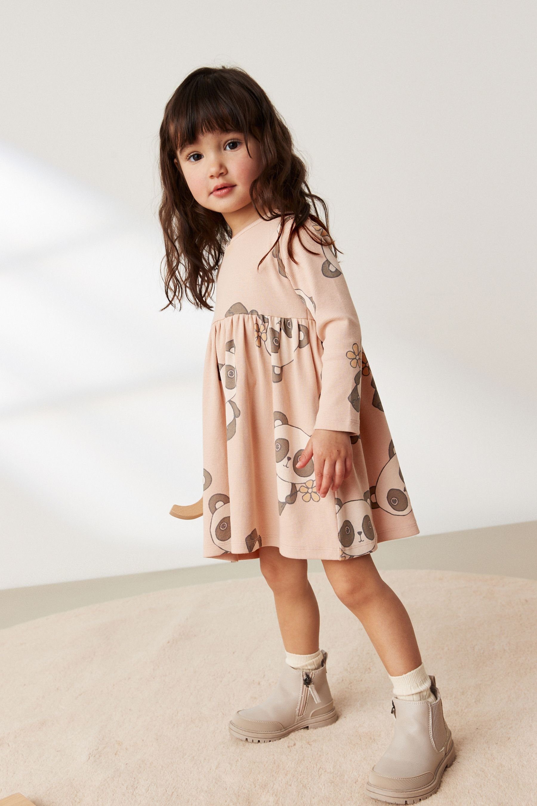 Next Jerseykleid Langärmeliges, geripptes Jerseykleid (1-tlg)