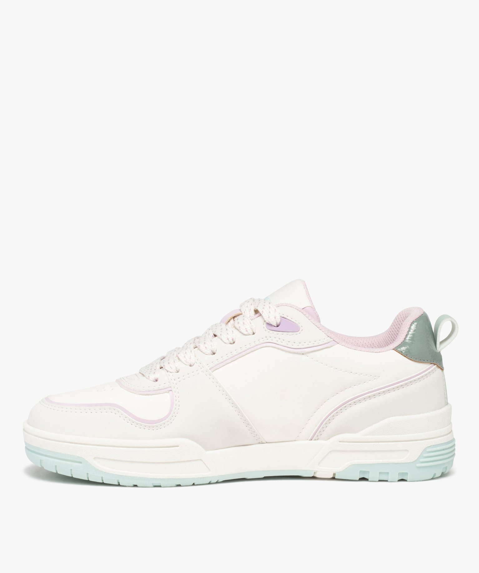 Baskets femme colorées à lacets style retro 90 blanc | GEMO