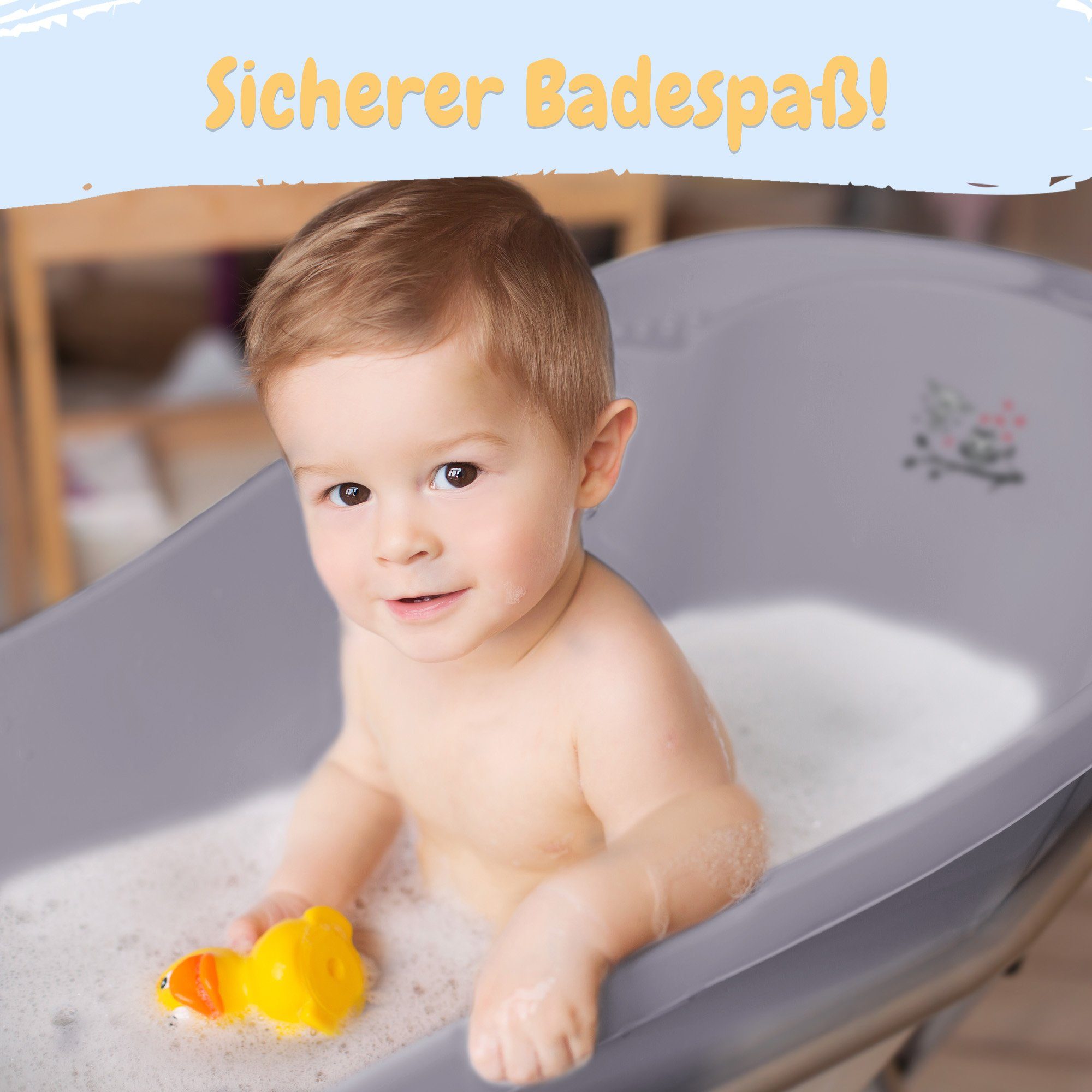Babykajo Babybadewanne, (Set, 3-tlg), Baby Wanne, Wanneneinsatz, Kapuzenhandtuch