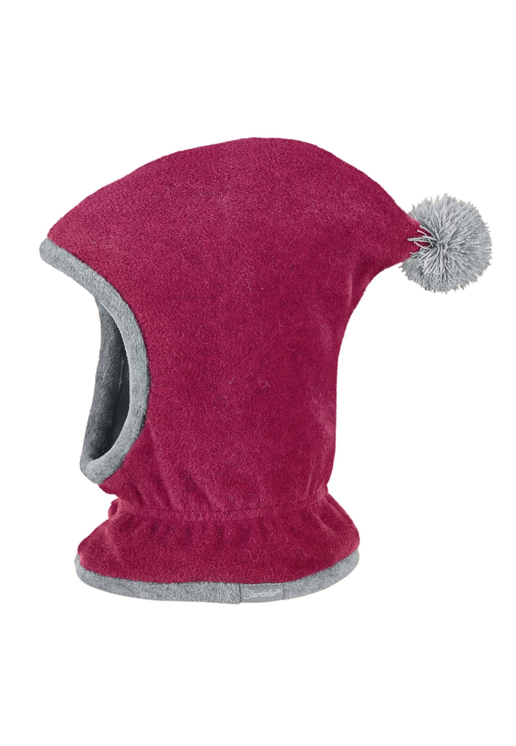 Schalmütze aus Fleece mit Zipfel und Bommel