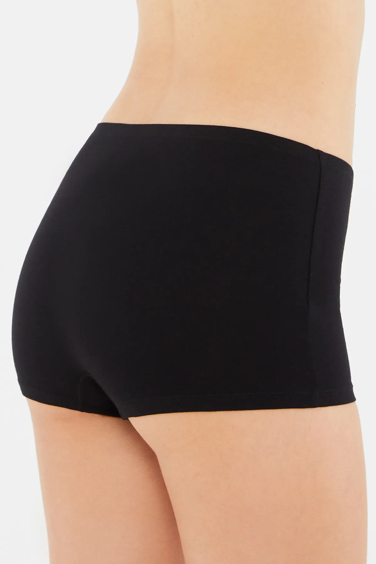 Dagi  Schwarzer Damen-Boxershorts aus gekämmter Baumwolle