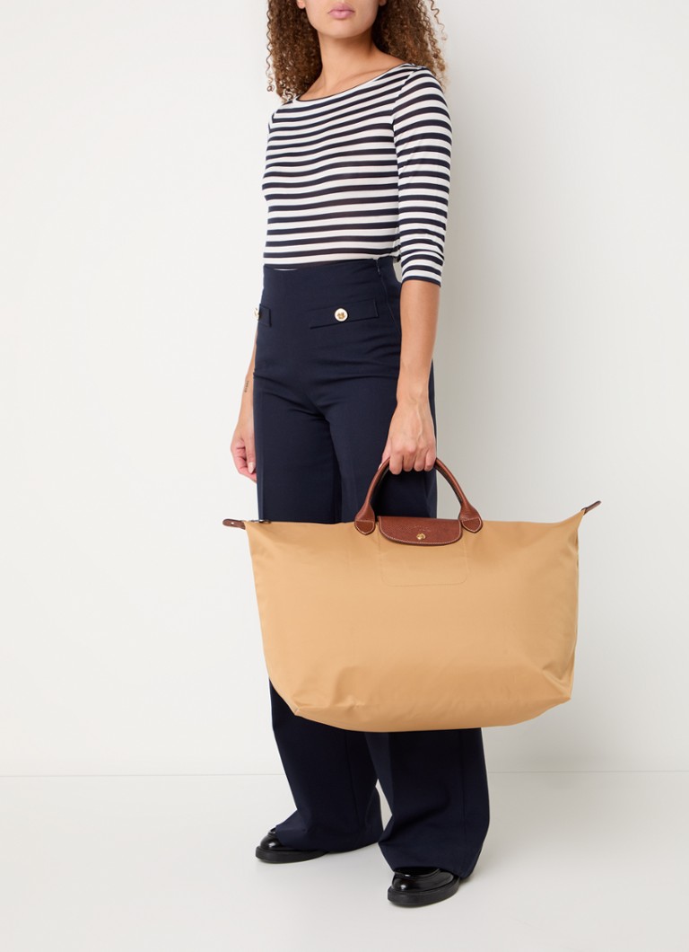 Geantă de voiaj Longchamp Le Pliage Original, mărimea S, cu detalii din piele.