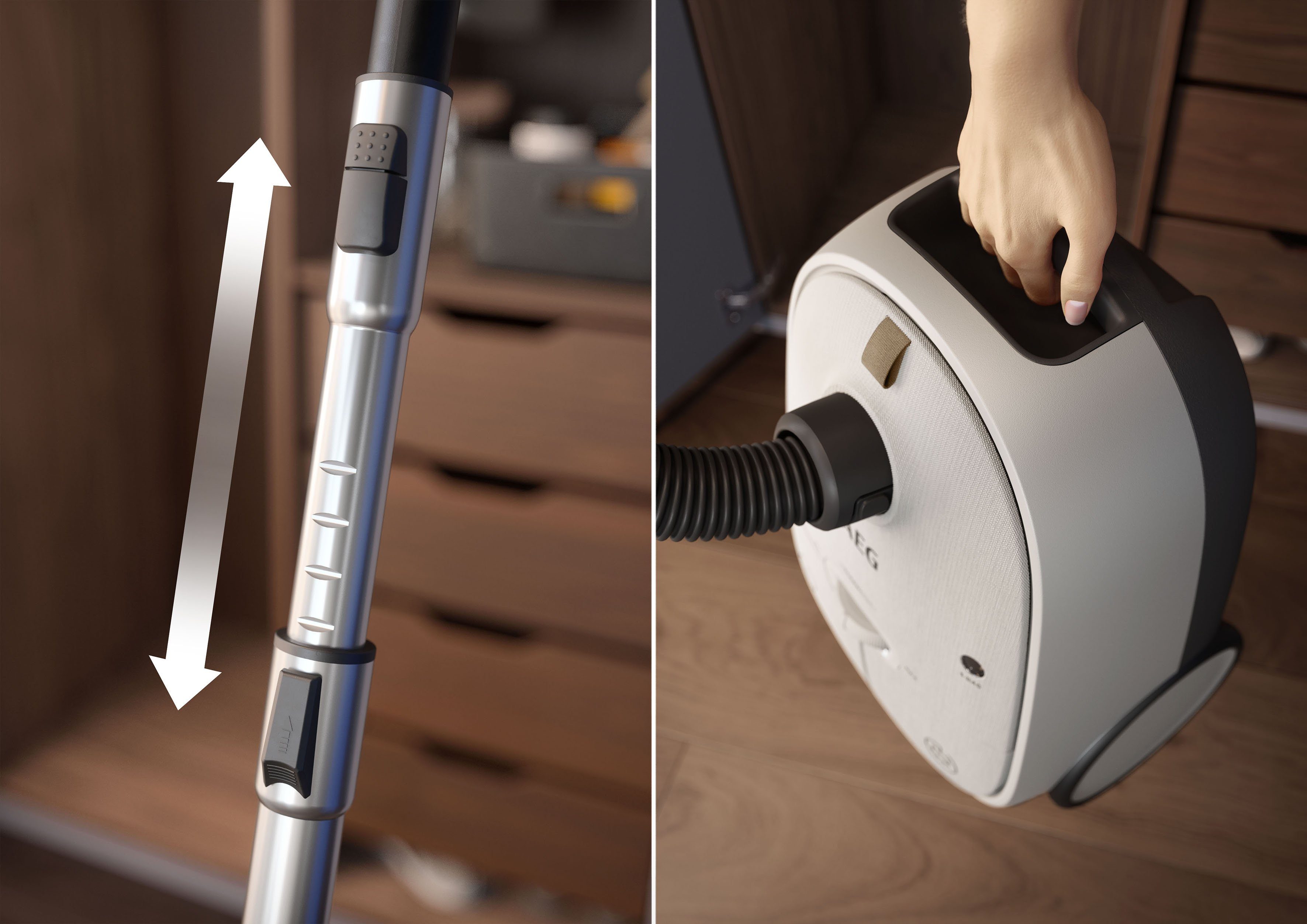 AEG Bodenstaubsauger HYGIENIC 6000 (AB61H6SW), 850 W, mit Beutel, hohe Saugleistung, inkl. Zusatzdüsen, 50 % Recyclingkunststoff