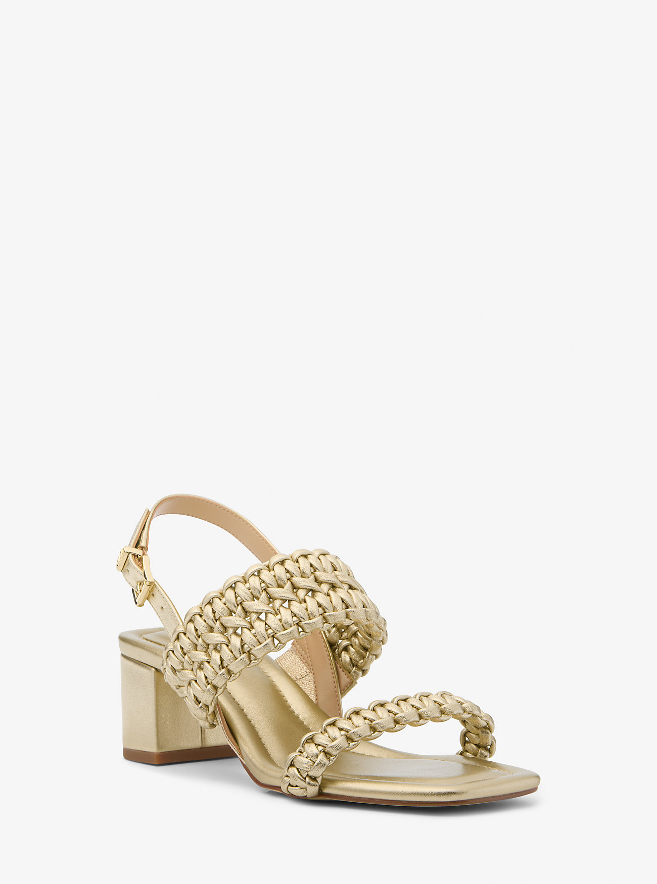 Audrina Metallic Woven Block Heel Sandal - BLEKSGULL