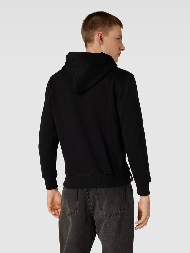 Hoodie mit Label-Print Modell 'BASIC' in schwarz