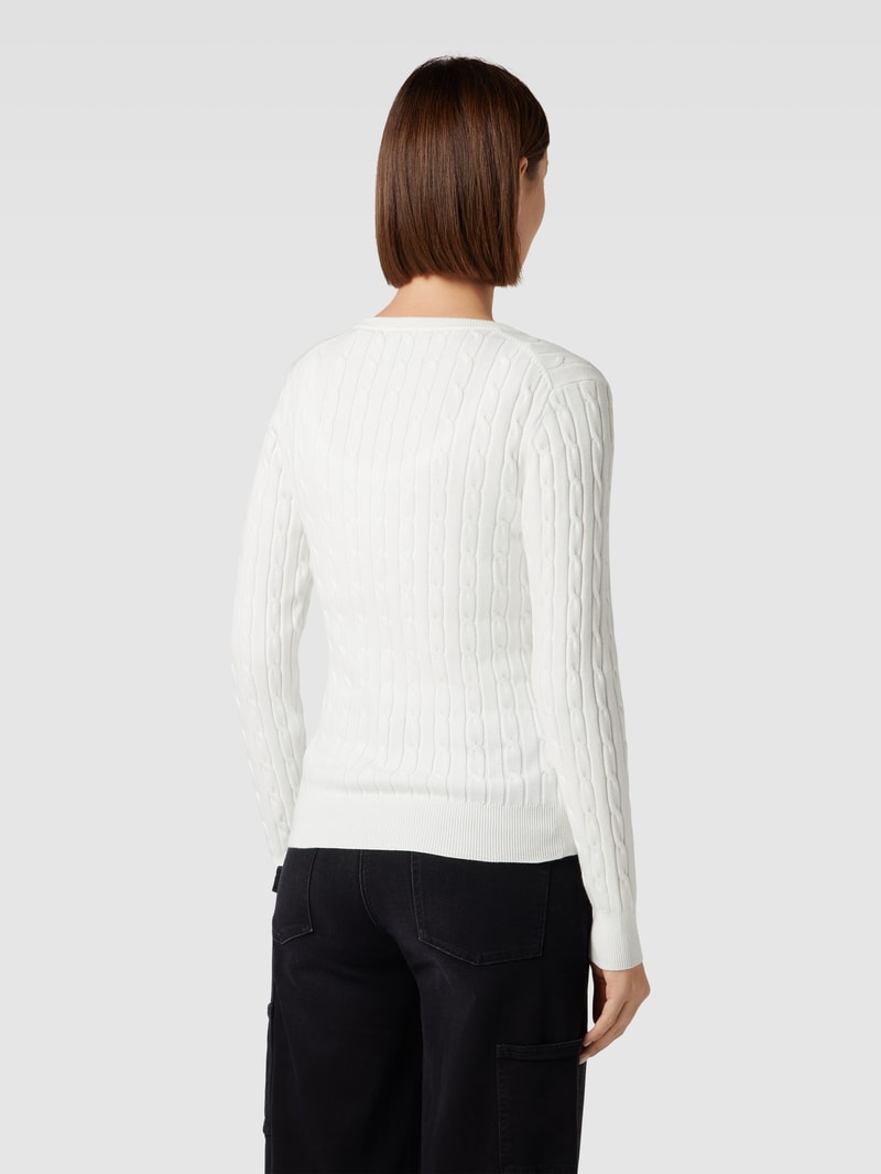 Strickpullover mit Zopfmuster in ecru