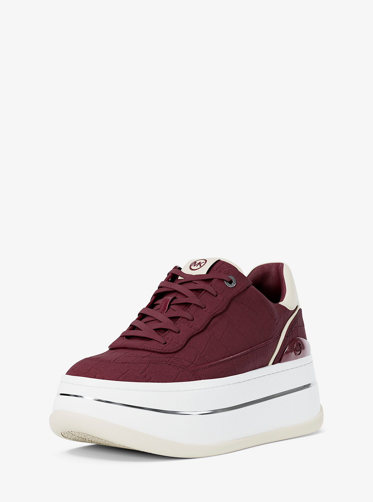 Hayes Crocodile Embossed Suede Platform Sneaker - OXBLOOD