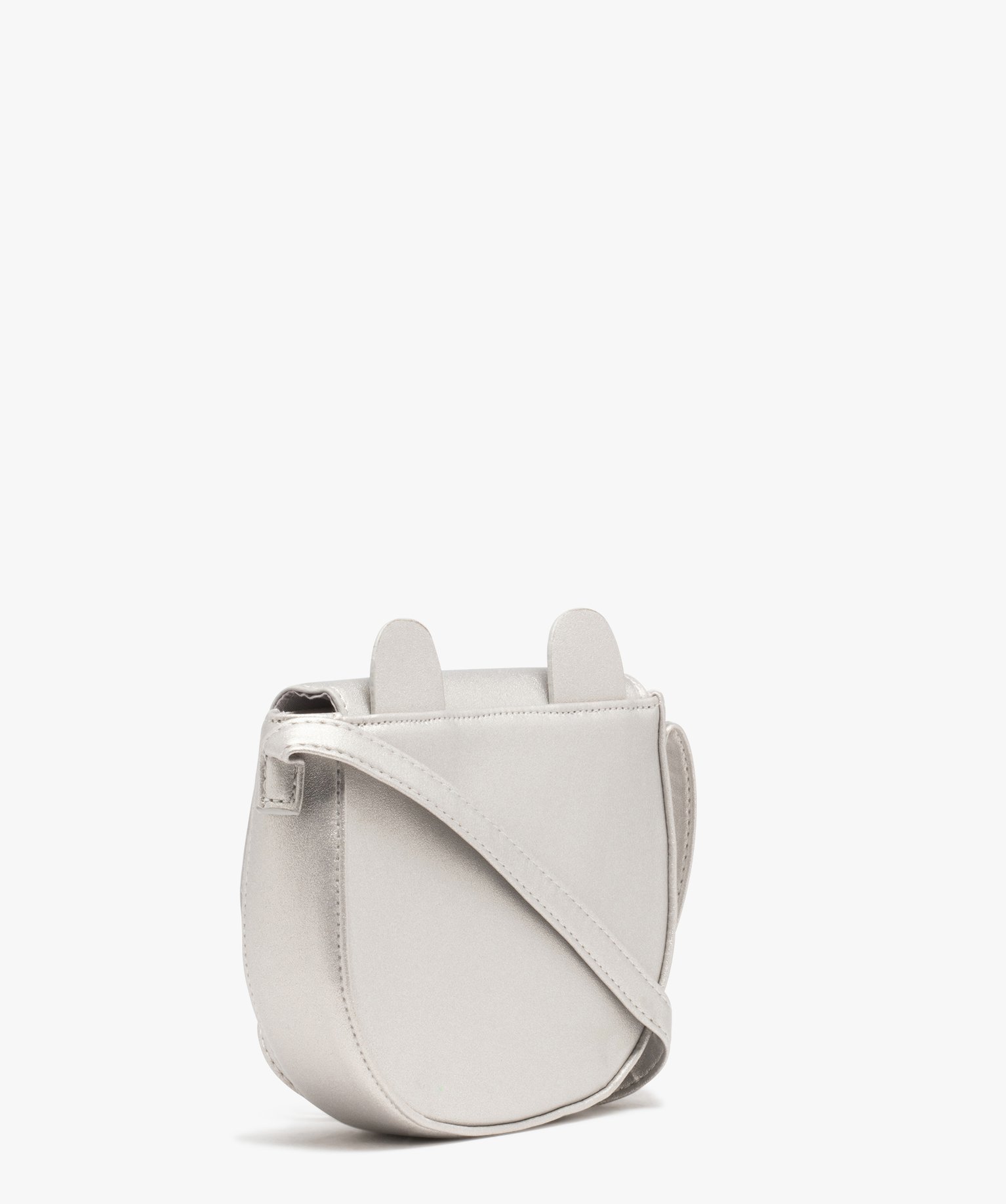 Sac besace demi-lune avec rabat brodé fille argent | GEMO