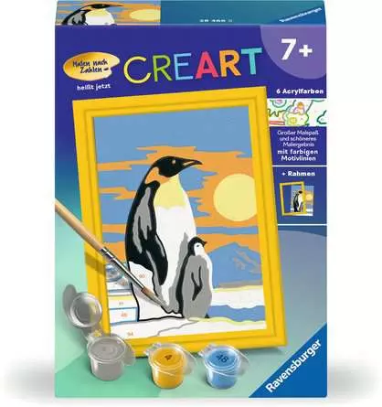 CreArt Süße Pinguine - Malen nach Zahlen für Kinder ab 7 Jahren