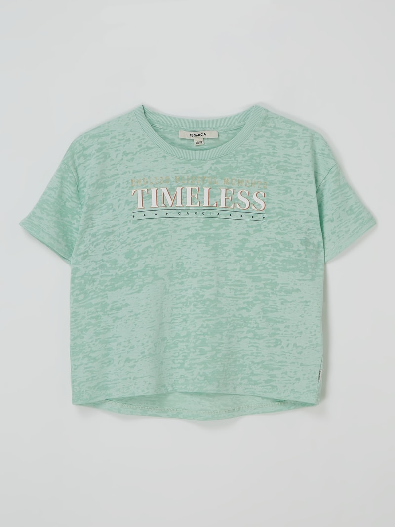 T-Shirt mit Ausbrenner-Effekt in mint