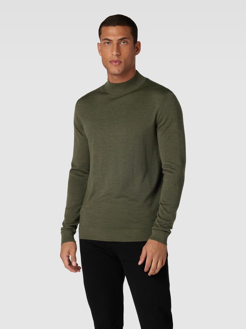 Strickpullover mit Turtleneck Modell 'TOWN' in olivgrün