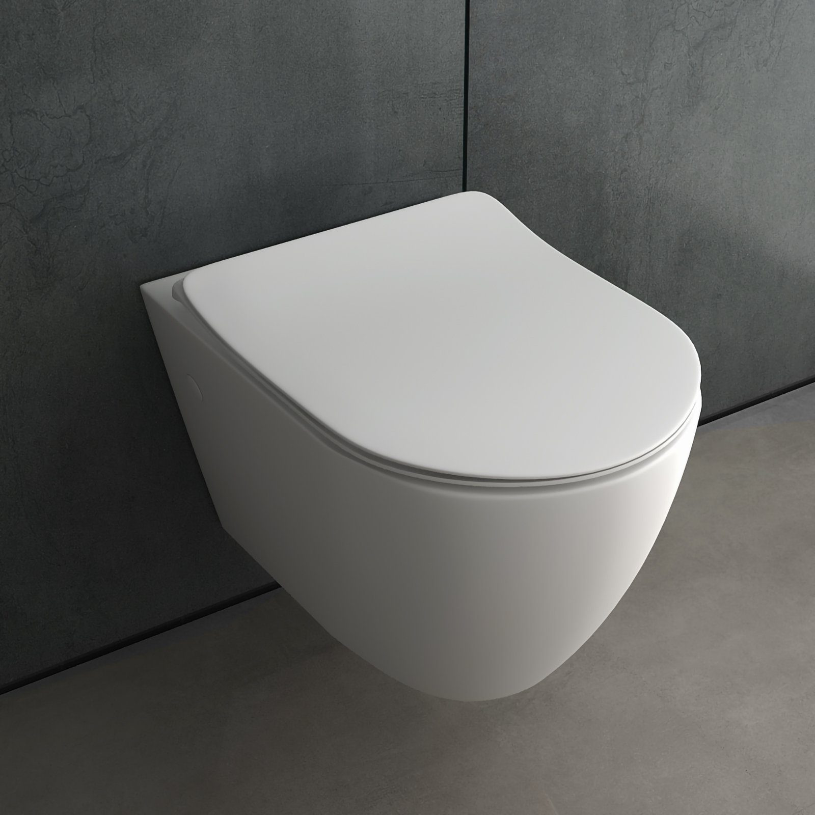 Alpenberger Tiefspül-WC Spülrandloses Hänge WC mit Nano - Geberit Passend, Wandhängend, Abgang Waagerecht, Toilette 2-tlg., Keramik Wand WC mit WC Deckel mit Absenkautomatik