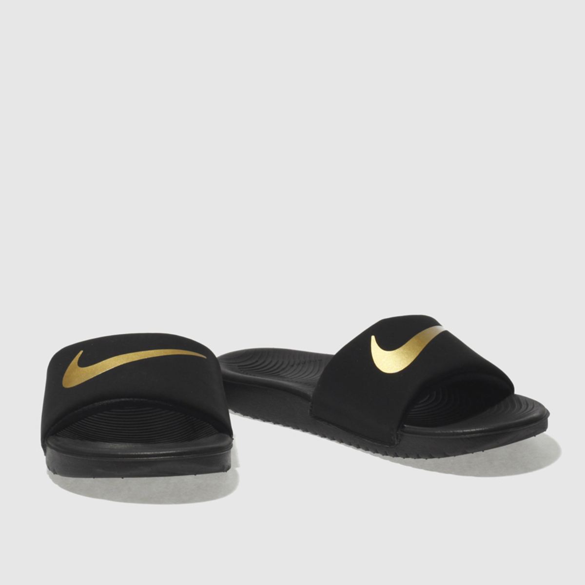 Nike svarta och guldfärgade Kawa Junior sandaler
