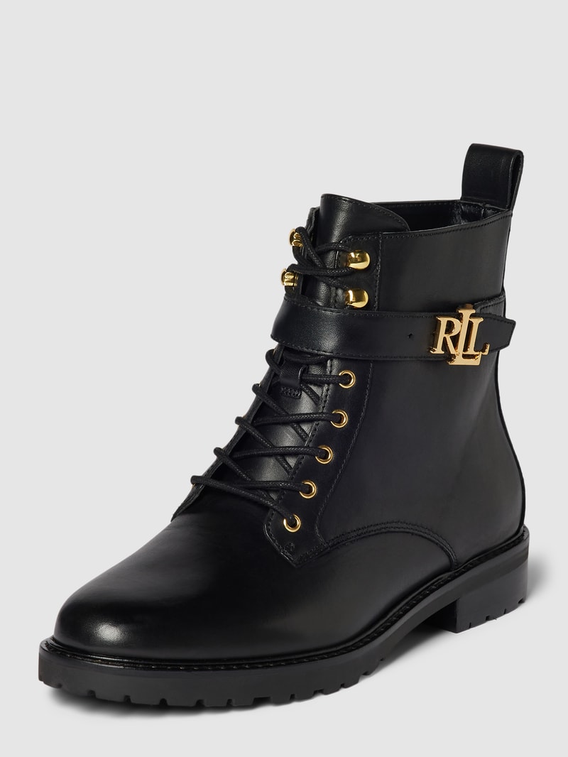 Boots aus Leder mit Label-Detail Modell 'ELRIDGE' in schwarz