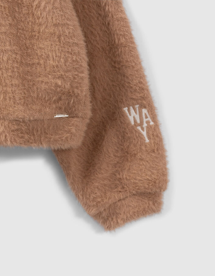 Sweat beige maille mousseuse fille