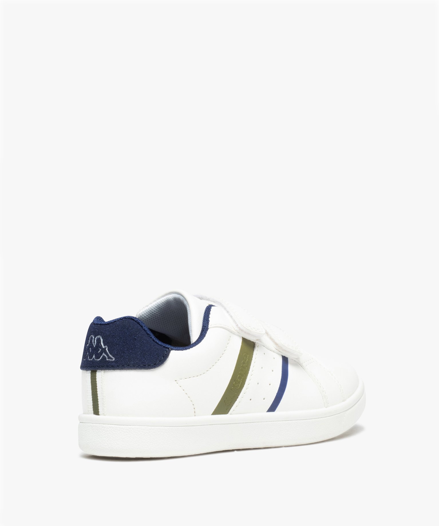 Baskets Garçon unies à bandes colorées et à scratch - Kappa blanc | GEMO