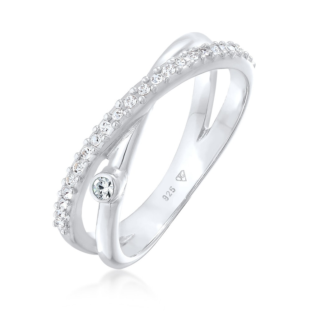 Elli Elli Bague Femmes enroulement forme de X étincelant avec cristaux en argent sterl Bague
