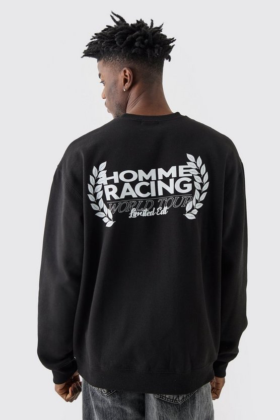 Oversize Sweatshirt mit Homme Racing Print