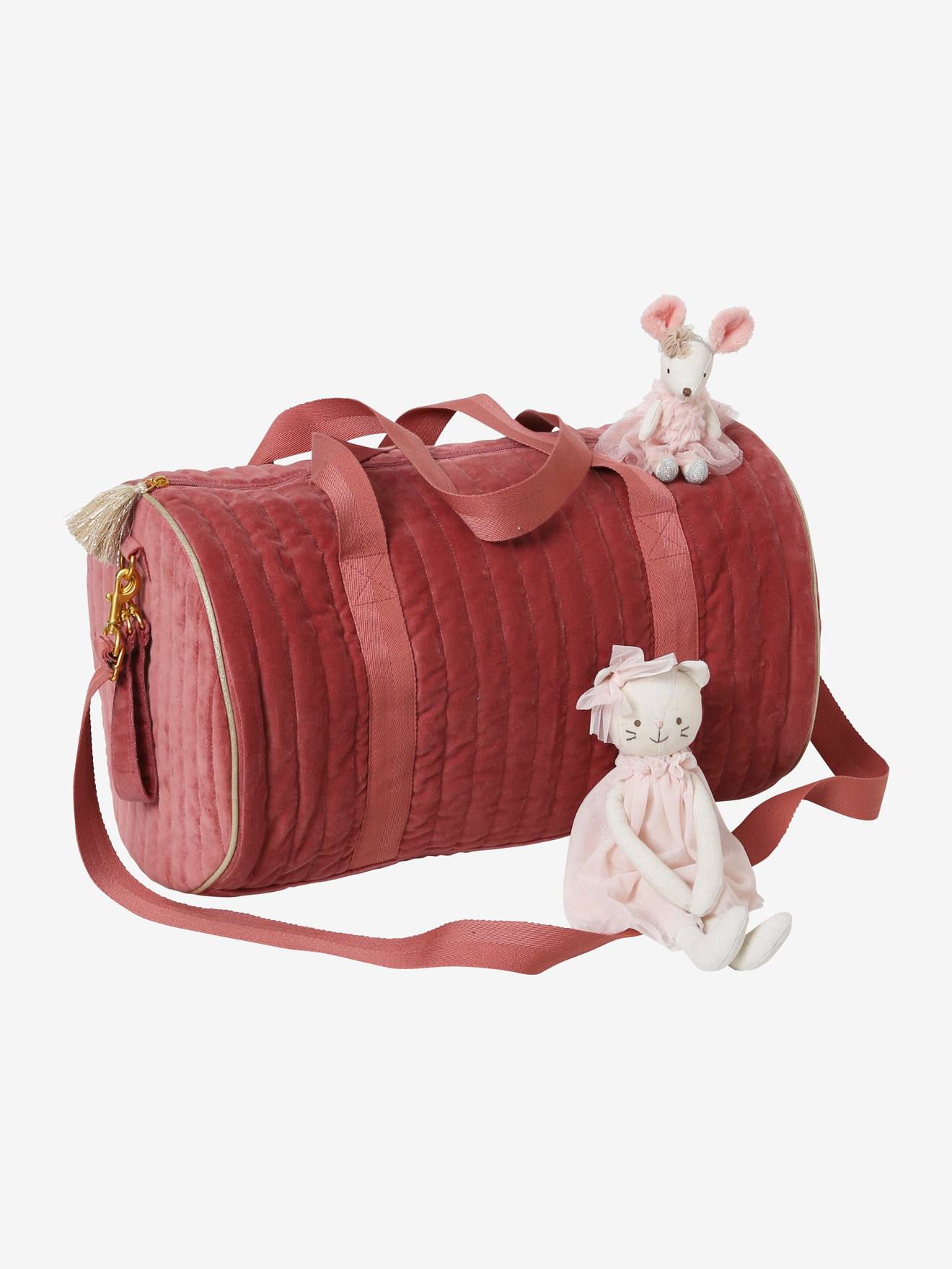 Sac à langer Baby Roll en velours bois de rose grenier