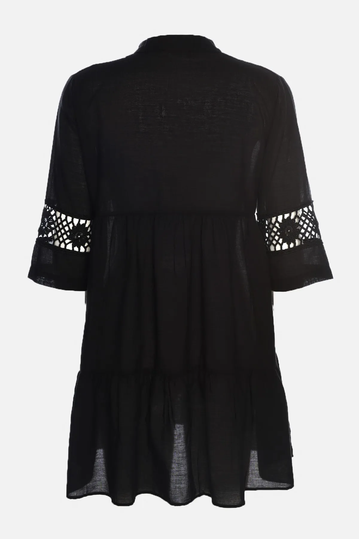 Trendyol Collection  Schwarzes Mini-Strandkleid aus 100 % Baumwolle mit gewebter Spitze und Details TBESS20EL0854