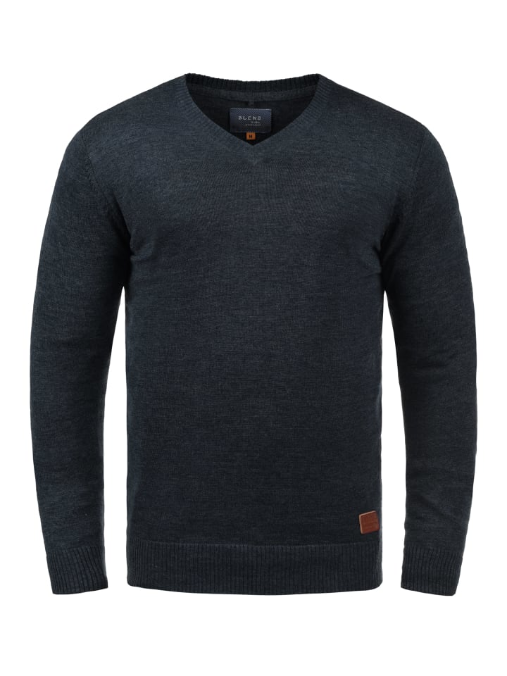 BLEND Strickpullover BHLasse 20703348ME Strickpulli mit aufgestickten Ellenbogenpatches in Blau günstig kaufen XXL