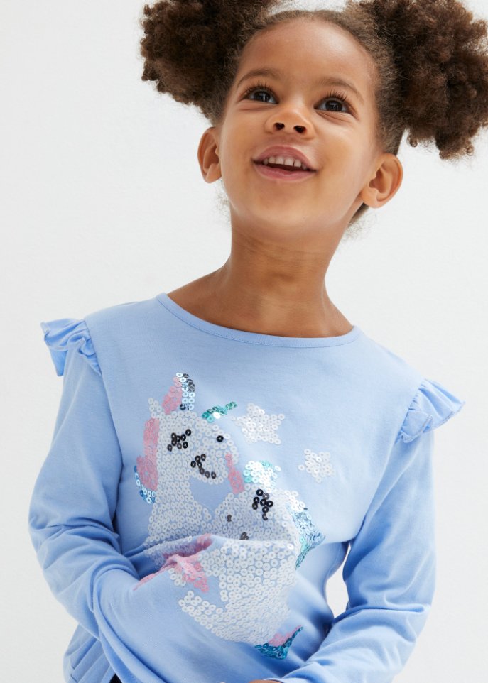 Mädchen Langarmshirt mit Pailletten