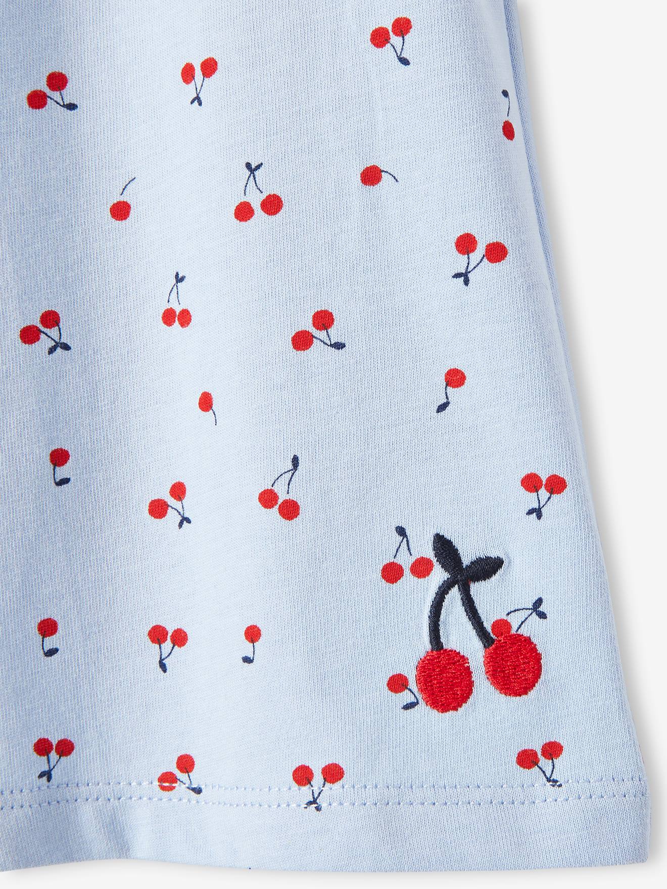 T-shirt imprimé manches papillon fille bleu ciel
