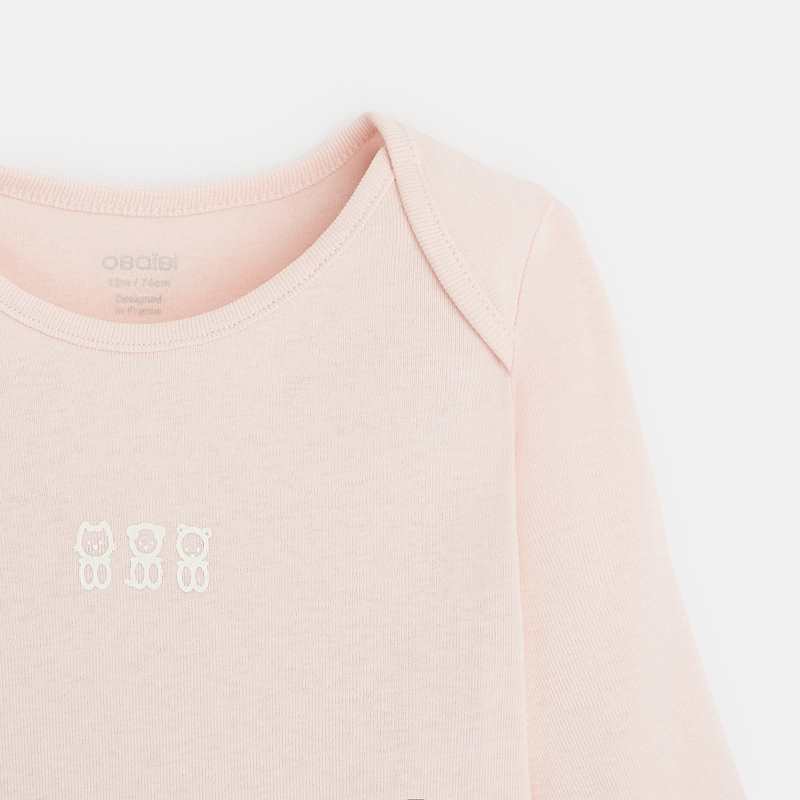 Body manches longues col US (lot de 5) rose naissance