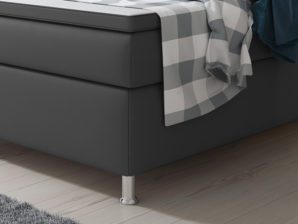 IHG Boxspringbett Miami 180x200 cm Kunstleder Anthrazit