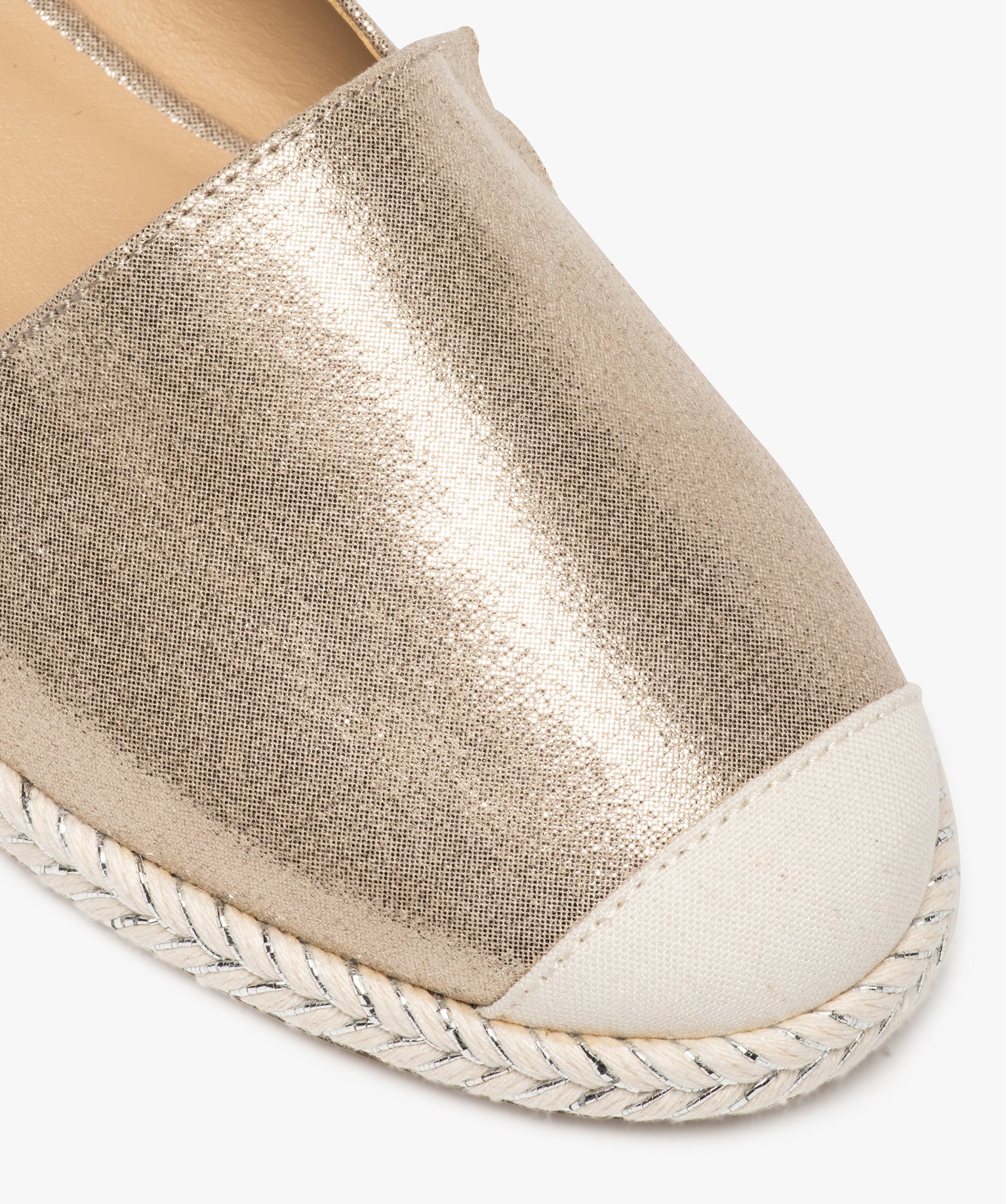 Ballerines femme style espadrilles en toile brillante or | GEMO