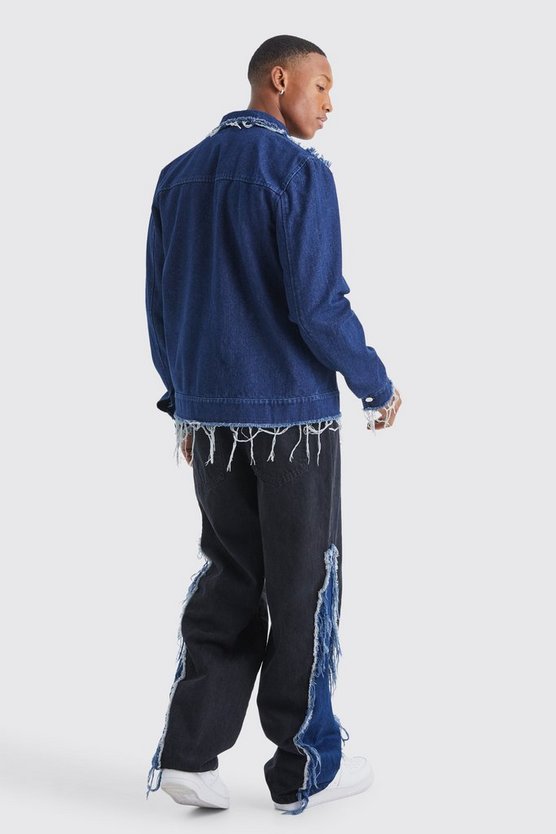 Lockere gespleißte Jeans in True Black