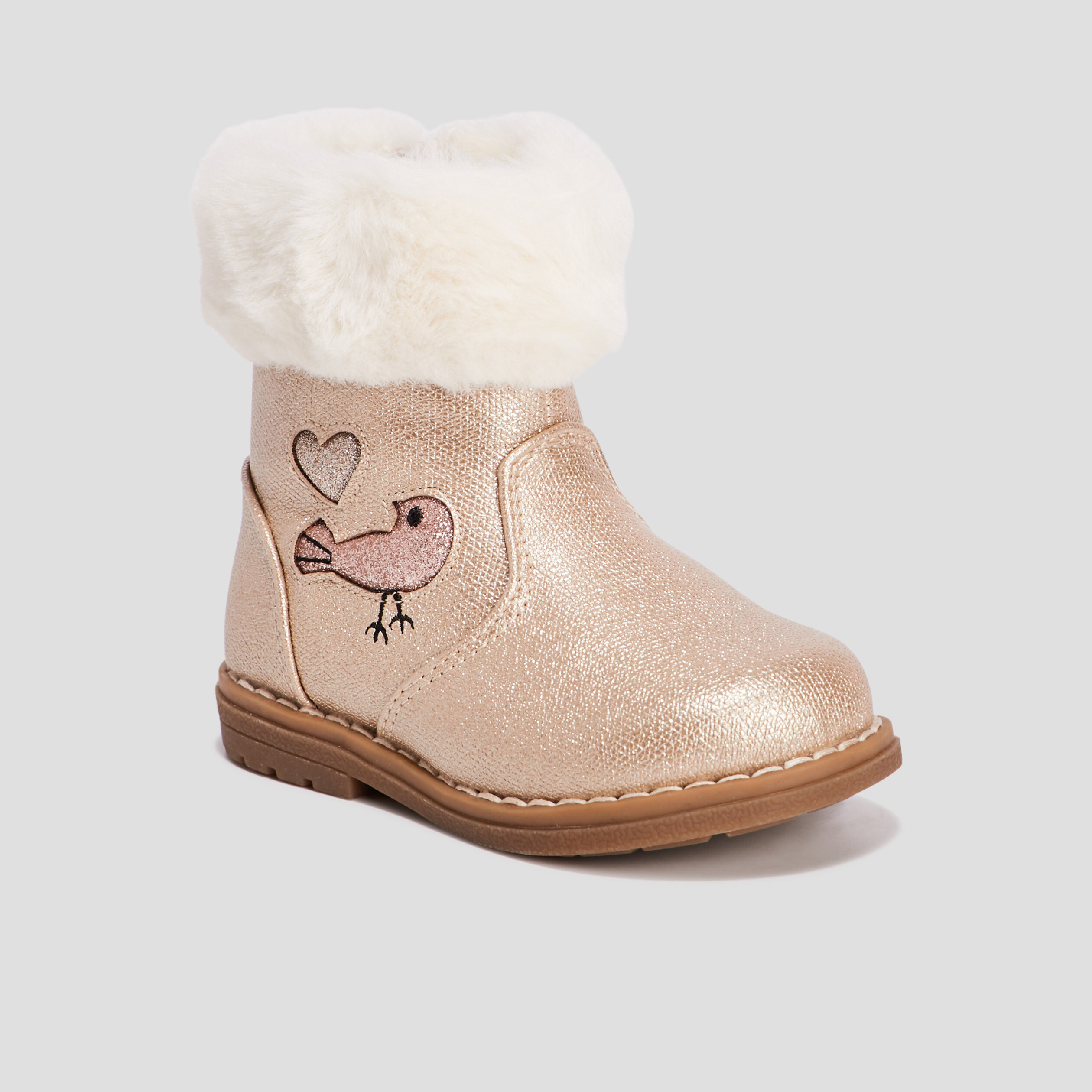 Bottines irisées détail oiseau rose bébé fille | La Halle