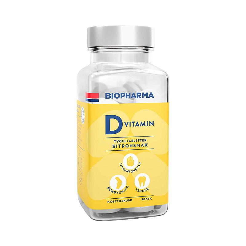 Biopharma D-vitamin 90 stk Sitron, tyggetab., Biopharma