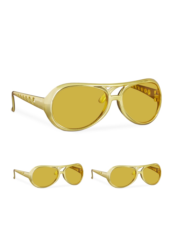 relaxdays 3x Rapperbrille in Gold günstig kaufen onesize